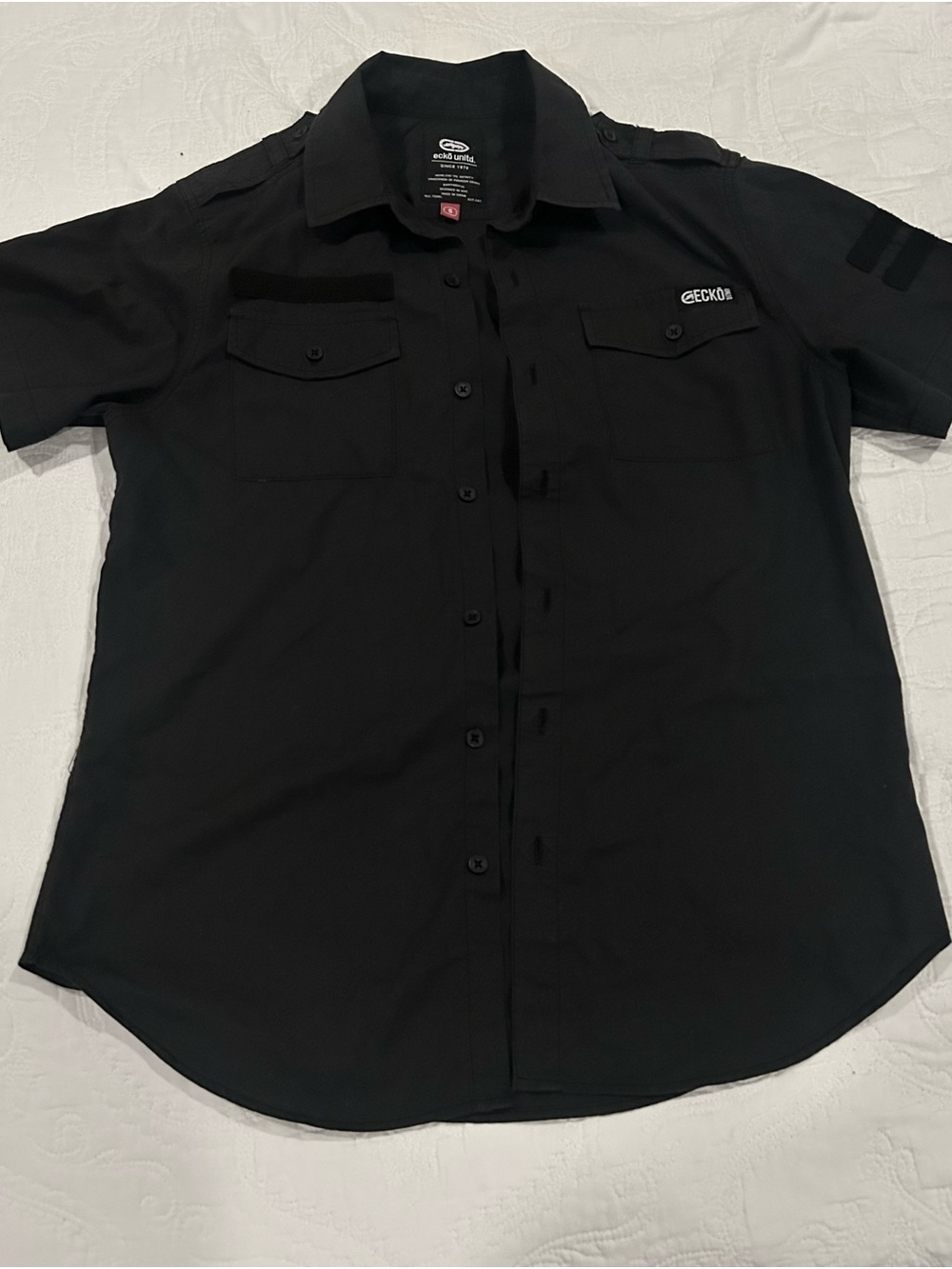 Ecko Unlimited Men's Black Short-Sleeve Button-Down Work Shirt